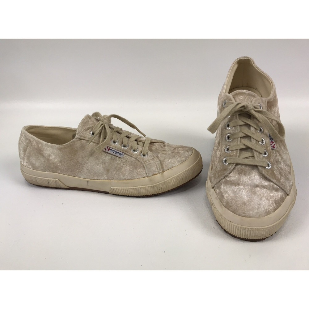 Superga Velvet Sneakers Skate Shoes Womens Size 7.5 Beige S00D120